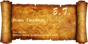 Bums Taddeus névjegykártya